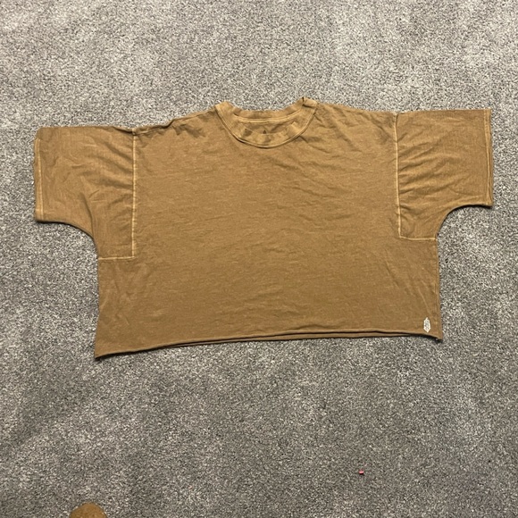 Free People FP Movement Tan Women's Top cropped boxy size large trendy - Picture 3 of 8